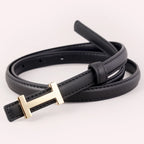 Cinto Feminino de Couro com Fivela Minimalista H