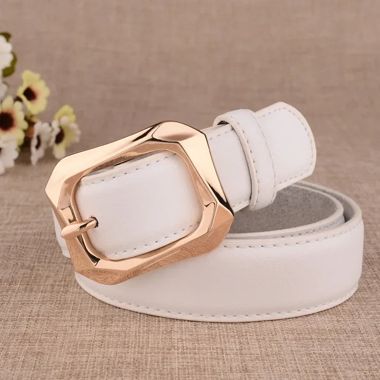 Cinto de Couro Feminino com Fivela Quadrada