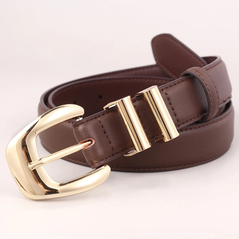 Cinto Feminino de Couro Com Fivela Agulha