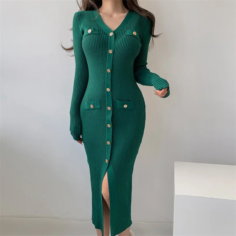 Vestido Longo de Malha-Verde