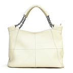 Bolsa de Couro Feminina com Alça em Corrente-Branco