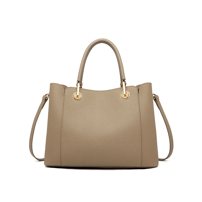 Bolsa Tote Champagne Beaded Charm em Couro Legítimo