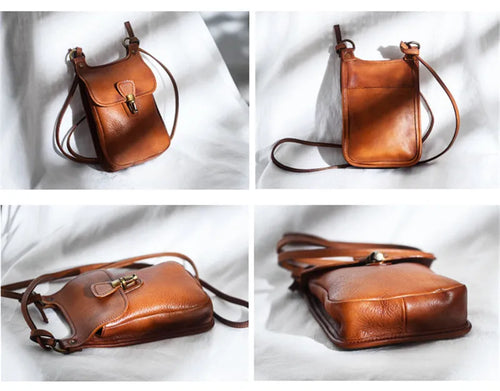 Bolsa de Couro Com Fecho e Alças Com Nós
