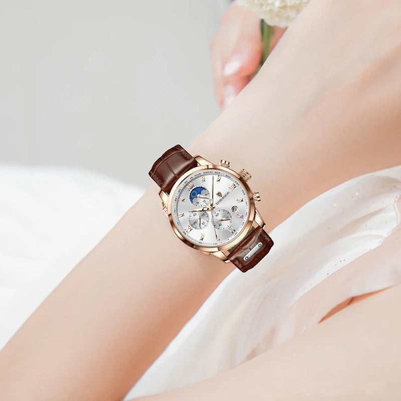 Relógio Feminino de Luxo-Marrom