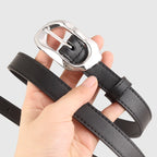 Cinto Feminino de Couro Com Fivela Esculpida