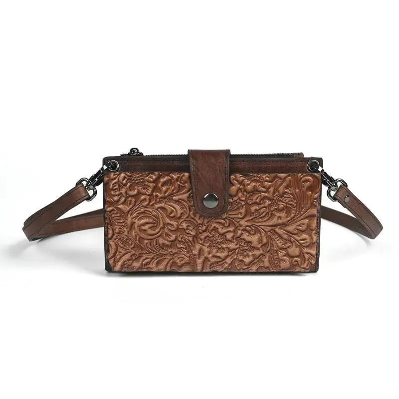 Carteira de Couro Longa Crossbody