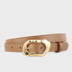 Cinto Feminino de Couro Com Fivela Esculpida