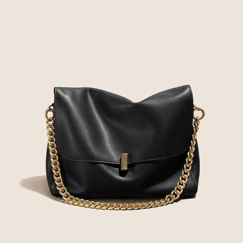 Bolsa de Couro Com Corrente Dourada
