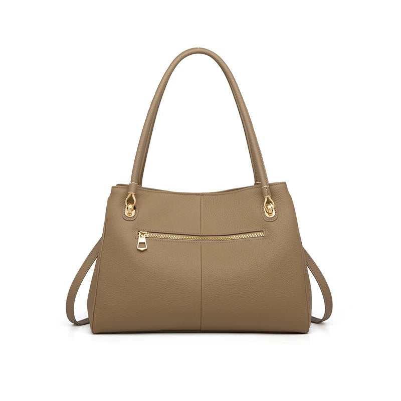 Bolsa de Couro Genuíno Taupe