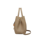 Bolsa Tote Champagne Beaded Charm em Couro Legítimo