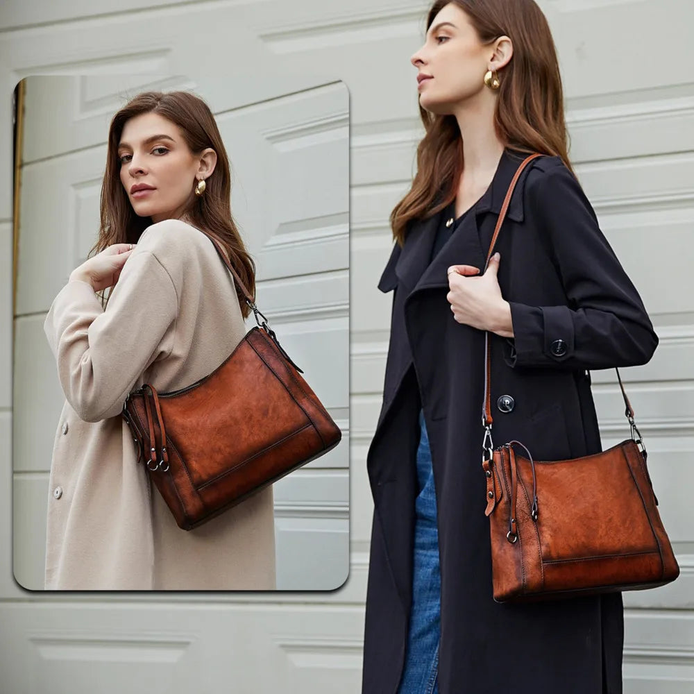 Bolsa Feminina Hobo de Couro Genuíno