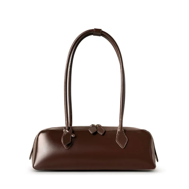 Bolsa de Couro Baguete-Marrom