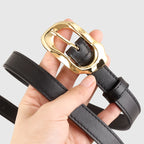 Cinto Feminino de Couro Com Fivela Esculpida