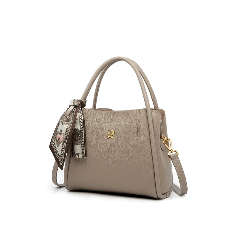 Bolsa Satchel Caramel Silk Scarf em Couro Legitimo
