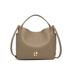 Bolsa Satchel Classique Taupe em Couro Genuíno