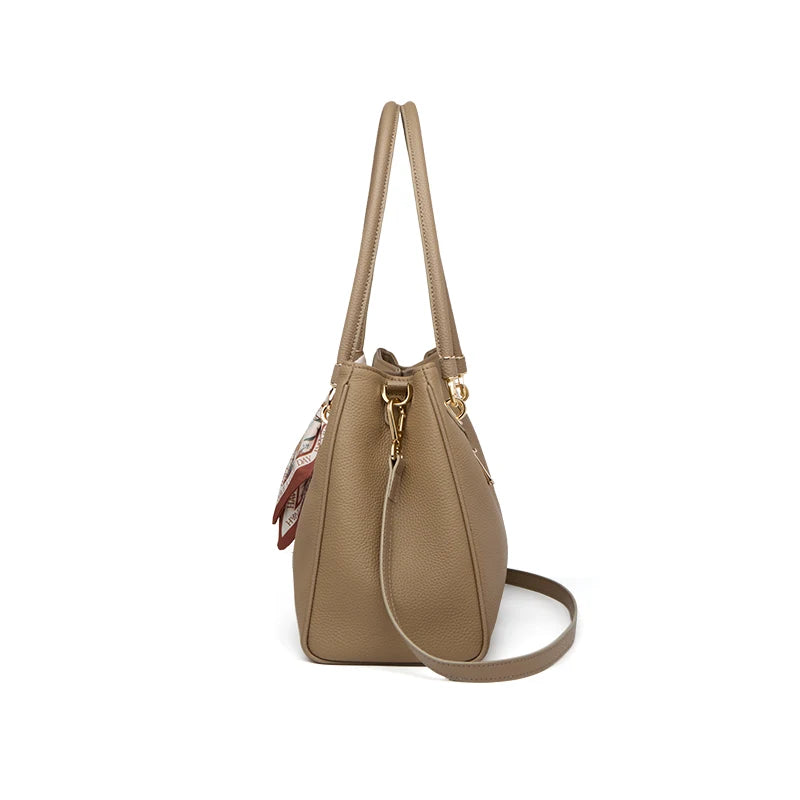 Bolsa de Couro Genuíno Taupe