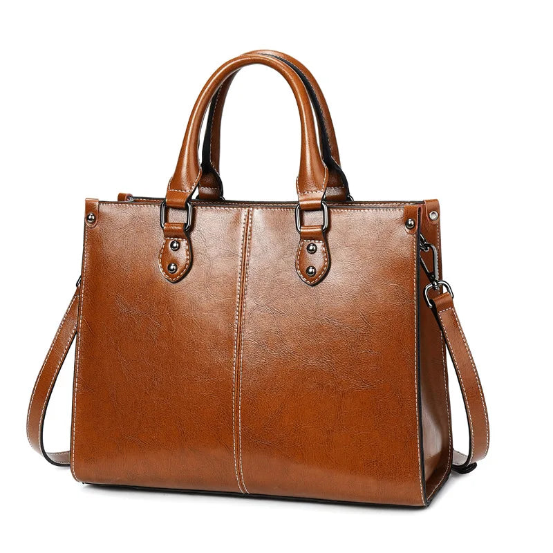 Bolsa Tote de Couro Genuíno Luxo