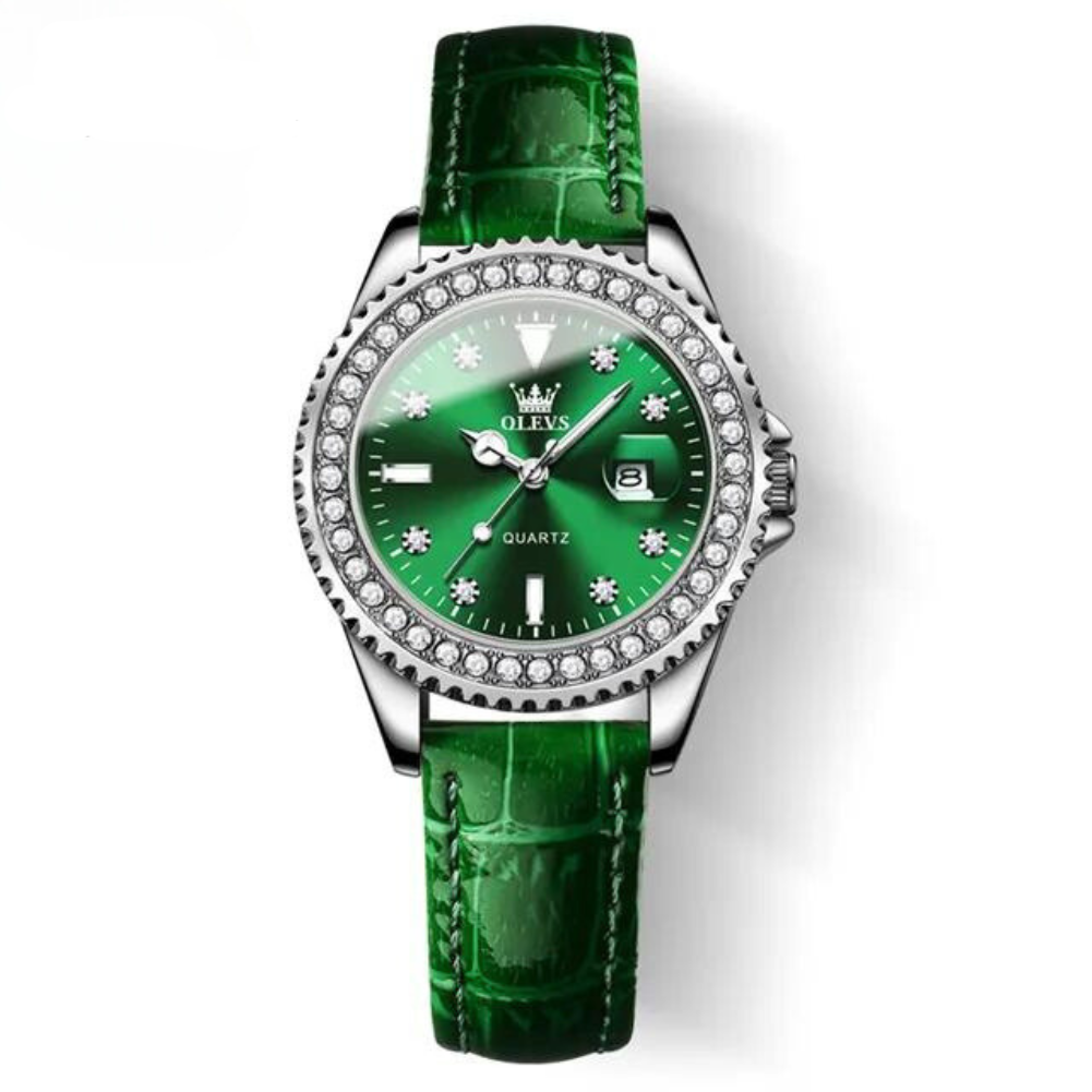 Relógio Luxo-Verde/Prateado